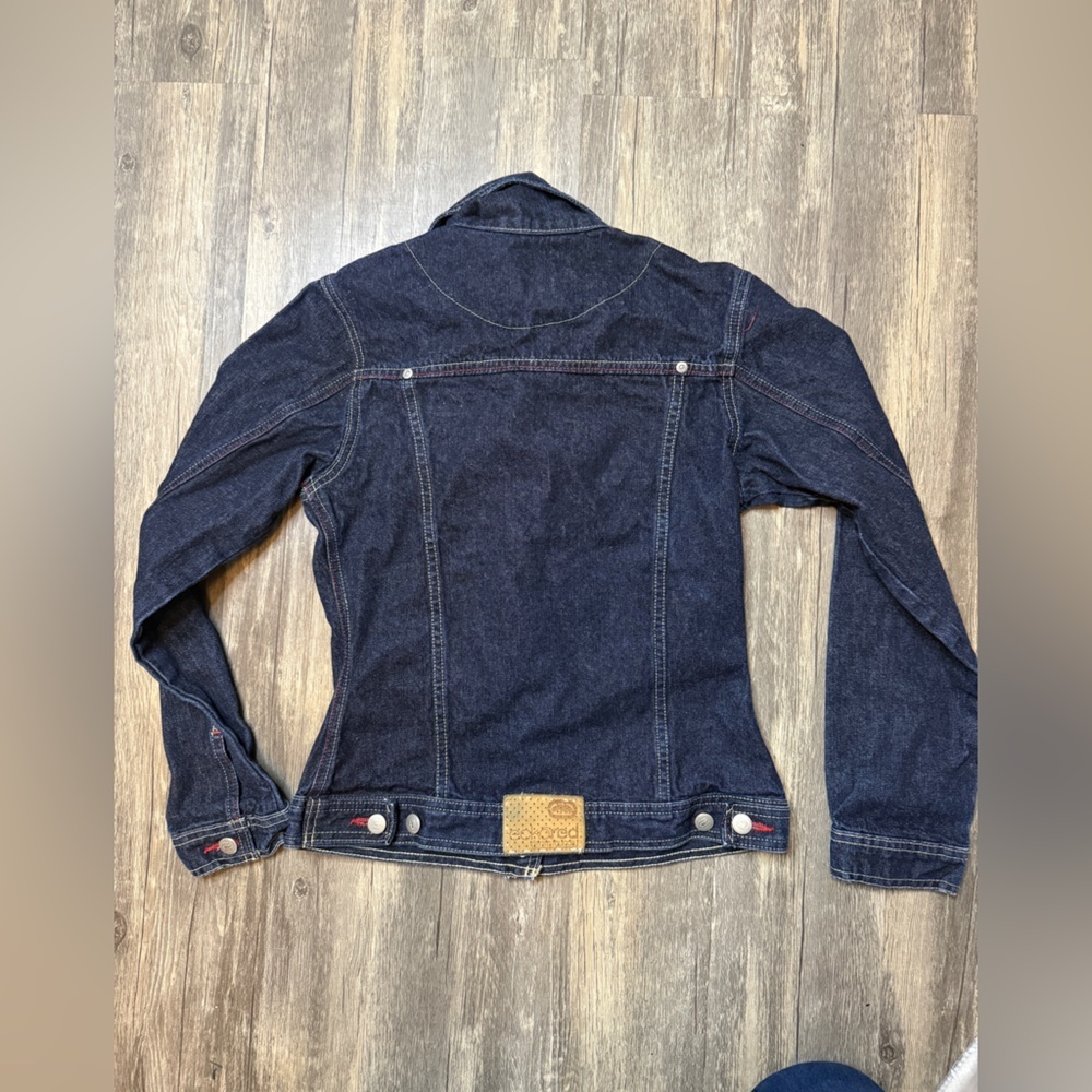 Ecko Red Denim Jacket Womens M Dark Wash Y2K Vintage Streetwear Trucker - Picture 6 of 7